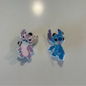 Disney Stitch and Angel Enamel Pins - Blue and Pink